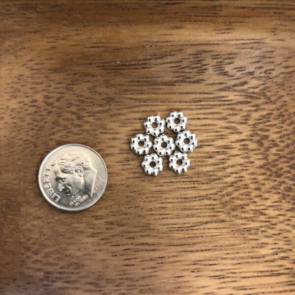 Beads | Flower Spacers | Silver | 4.5mm | 7ct - Image 2