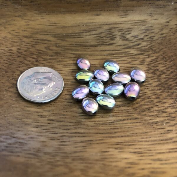 Oval Glass Beads | Rainbow Iridescent - Image 2