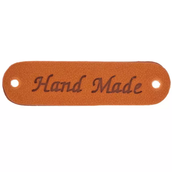 Imitation Leather "Hand Made" Labels | Light Brown